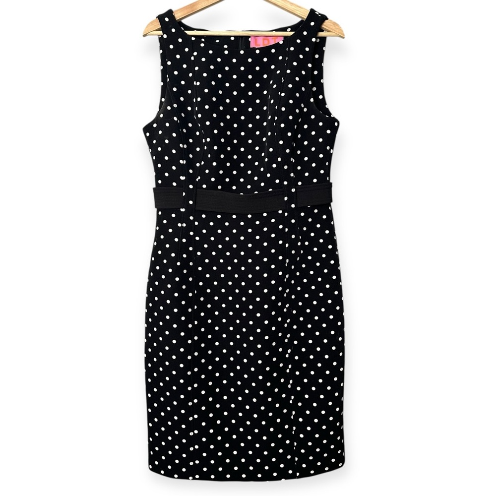 LDT Black Polka Dot Sheath Dress Size 8